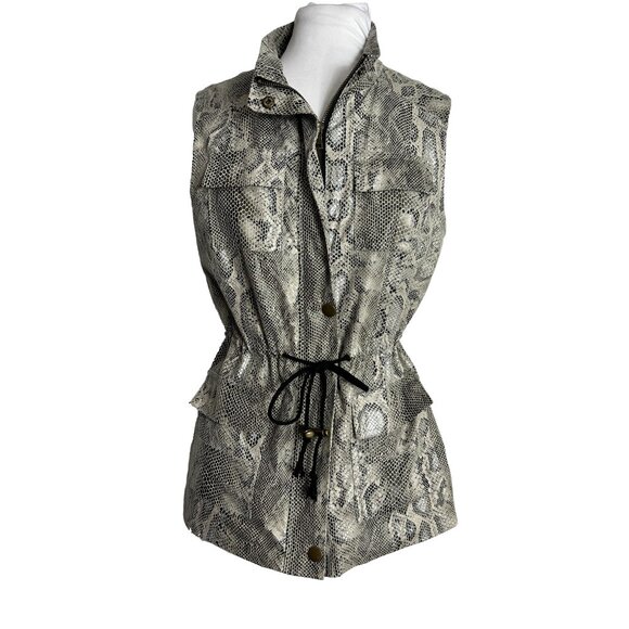 AMI Womens Vest Size Small Faux Snake Skin Animal Print Zip Snap Front - Picture 1 of 8